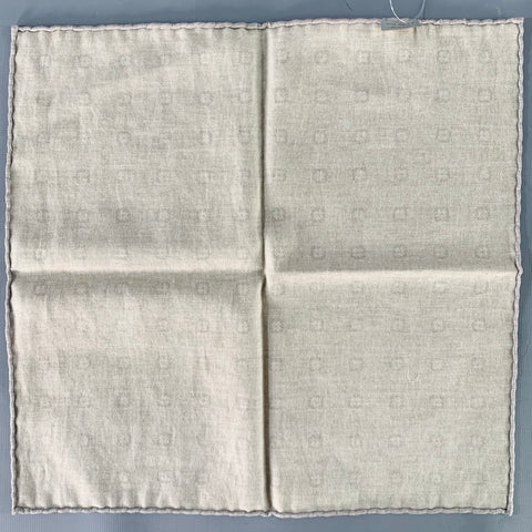 BRUNELLO CUCINELLI Beige Grey Abstract Floral Pocket Square