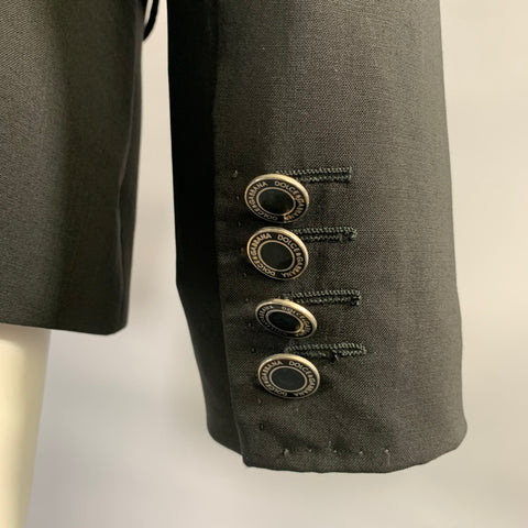 DOLCE & GABBANA Size 6 Black Wool Blend Leopard Blazer Jacket (Indoor) / Blazer