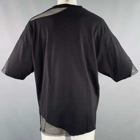 DANKE SCHON Size M Black Embroidery Cotton Mesh T-shirt