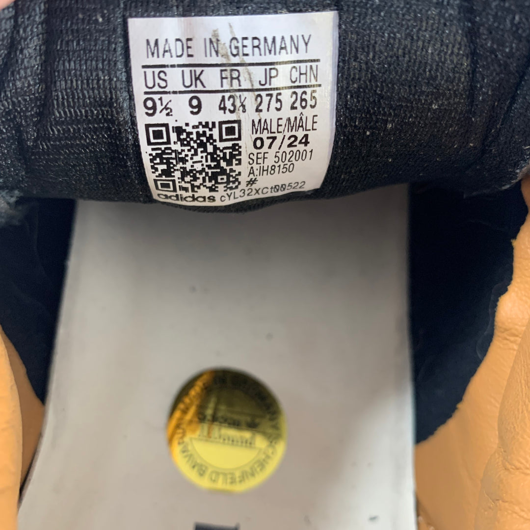 ADIDAS Size 9.5 Black White Leather Lace Sneakers