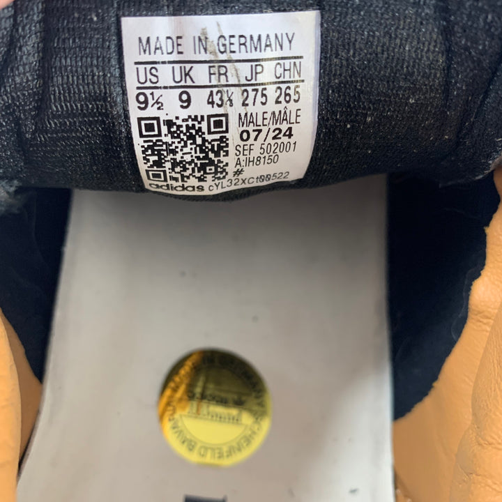 ADIDAS Size 9.5 Black White Leather Lace Sneakers