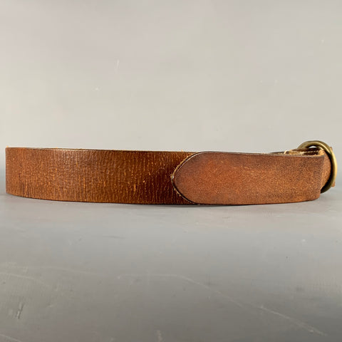 RRL by RALPH LAUREN Vintage Size L Brown Leather Double Ring Buckle Belt