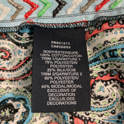 ROBERT GRAHAM Size L Black Multi Color Paisley Cotton Long Sleeve Shirt