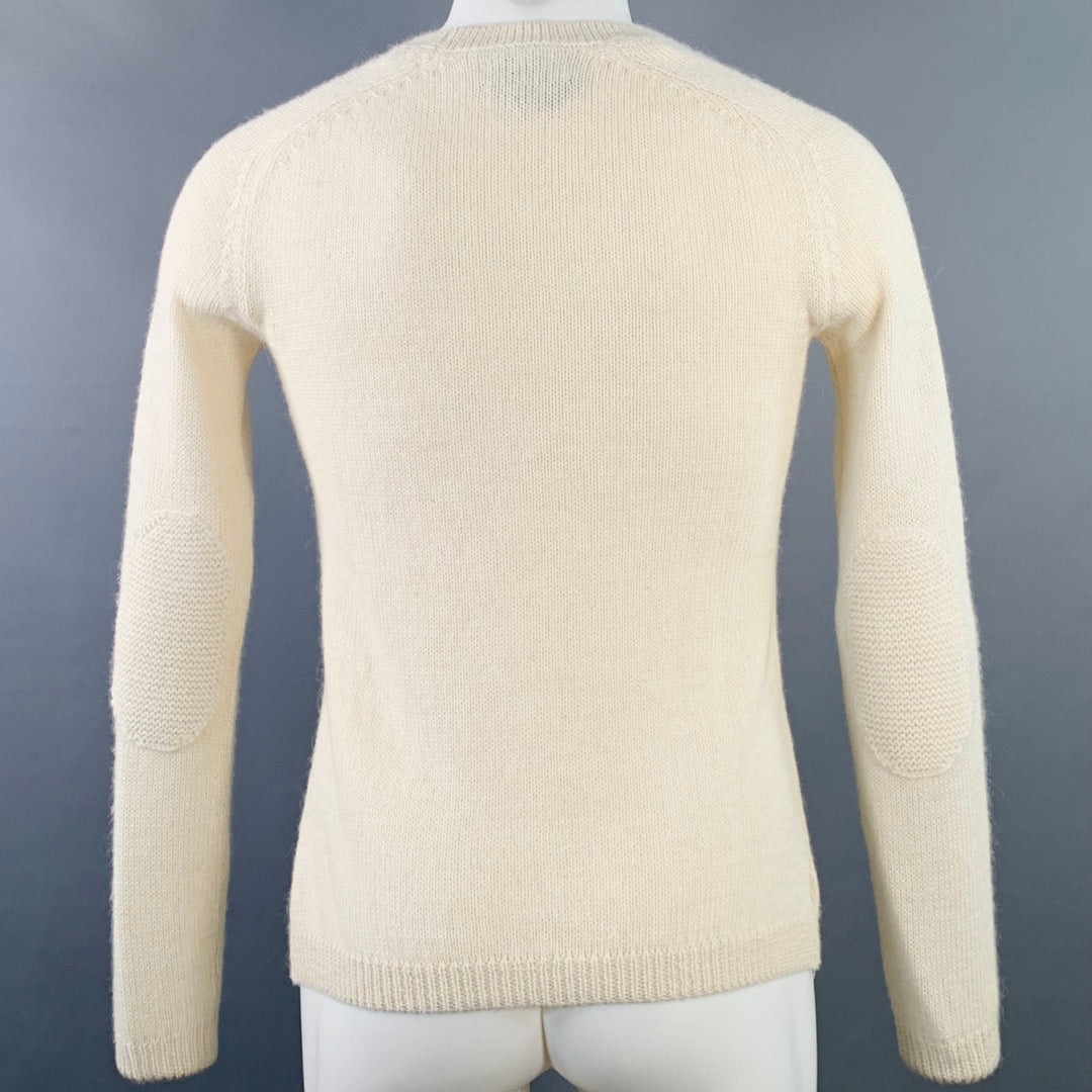 BURBERRY PRORSUM Size S Cream Knit Alpaca Crew Neck Pullover