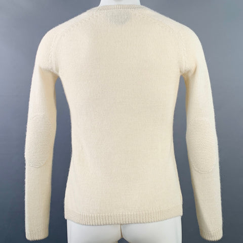 BURBERRY PRORSUM Size S Cream Knit Alpaca Crew Neck Pullover