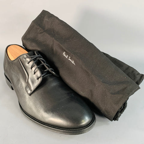 PAUL SMITH Size 10 Black Leather Derby Lace-Up Flexible Travel Shoes