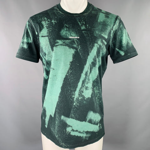 T-shirt en coton teint PREMIUM MOOD DENIM Col ras du cou Vert Forêt Vert Taille S