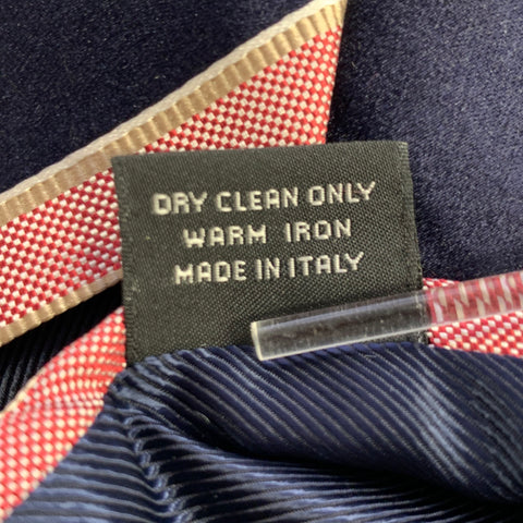 ERMENEGILDO ZEGNA Navy Red Diagonal Stripe Silk Tie