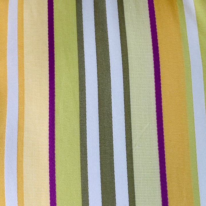 ETRO Size 44 Yellow Green White Stripe Cotton Curved Cutaway Long Sleeve Shirt