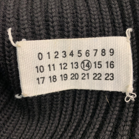 MARTIN MARGIELA Size S Black Ribbed Knit Wool Zip Up Cardigan