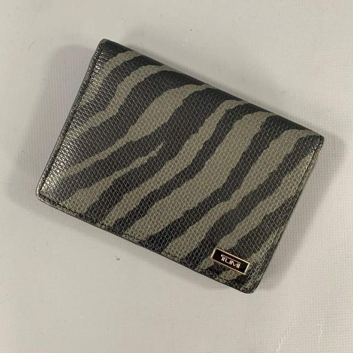 TUMI Grey & Black Animal Print Leather Wallet