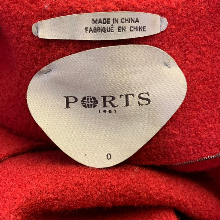 PORTS 1961 Size 0 Burgundy Gold Wool Textured Collarless Coat