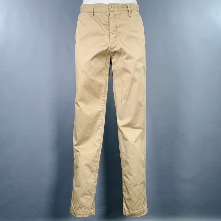 TELLASON Size 35 Khaki Cotton Button Fly Casual Pants