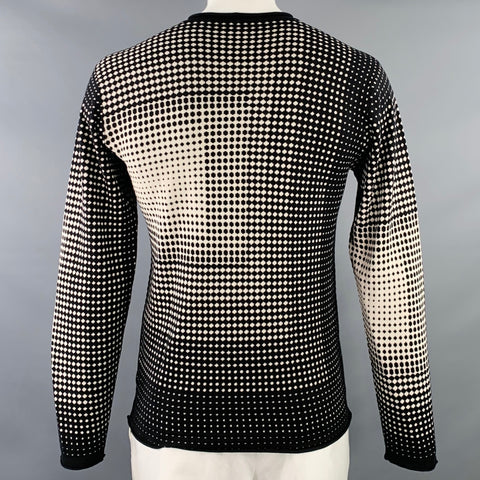 ARMANI COLLEZIONI Size L Black White Geometric Dots Silk Blend Crew Neck Pullover