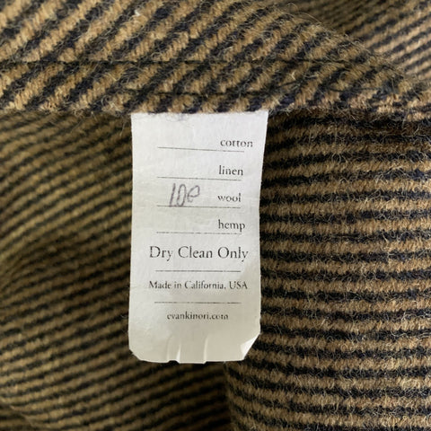 EVAN KINORI Size M Brown Black Stripe Wool Cropped Jacket