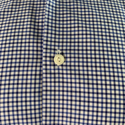 Chemise à manches longues en coton à carreaux vichy bleus et blancs, taille M, de marque ETON