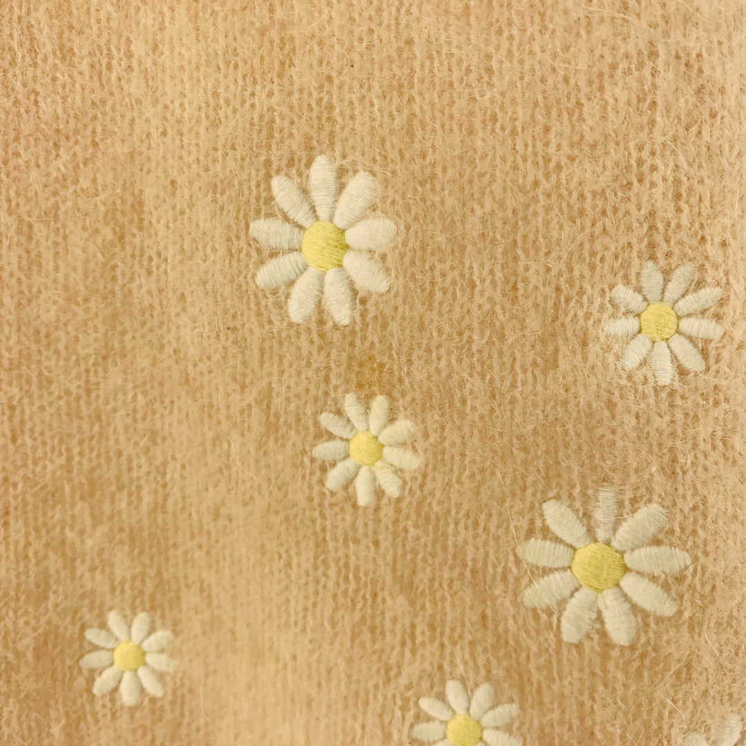 LA MAILLE SEZANE Size S Pink White Mohair Blend Embroidered Sweater