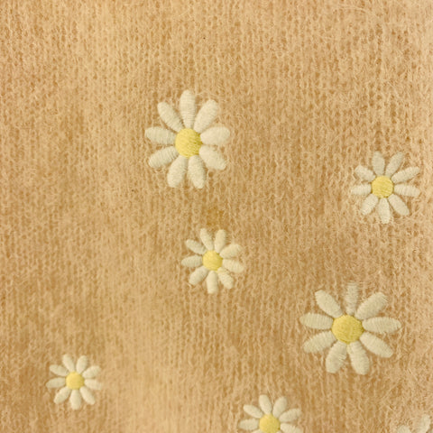 LA MAILLE SEZANE Taille S Pull Brodé Mohair Mélangé Blanc Rose