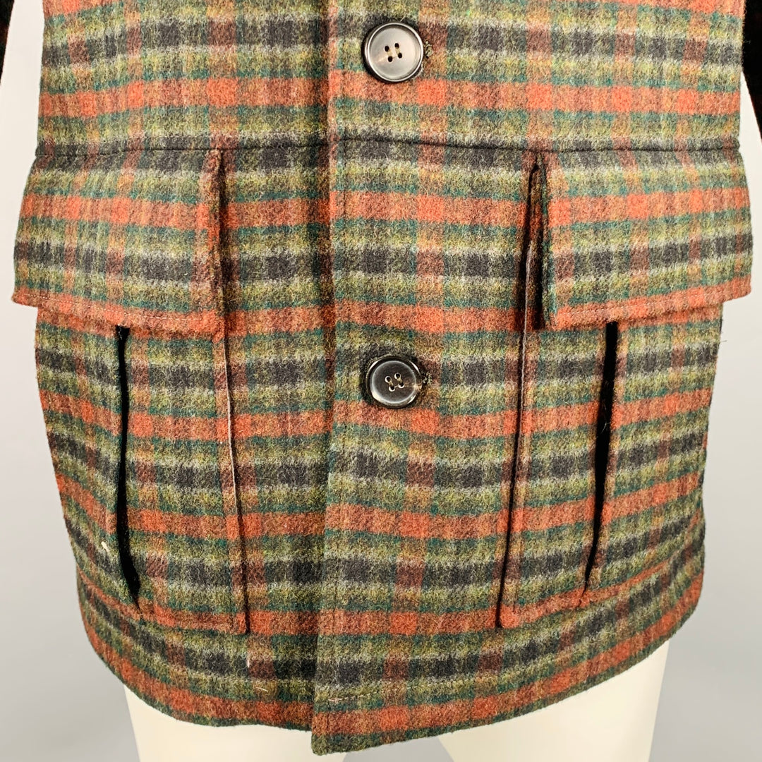 BILLY REID Size M Green Rust Checkered Single Breasted Coat