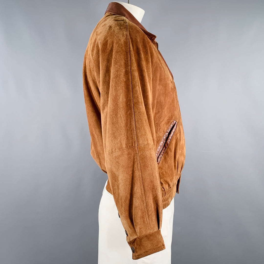 WATER FREE FRIITLIA Size L Camel Suede Bomber Jacket