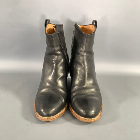 MAISON MARTIN MARGIELA Size 10 Black Brown Leather Ankle Zips Boots