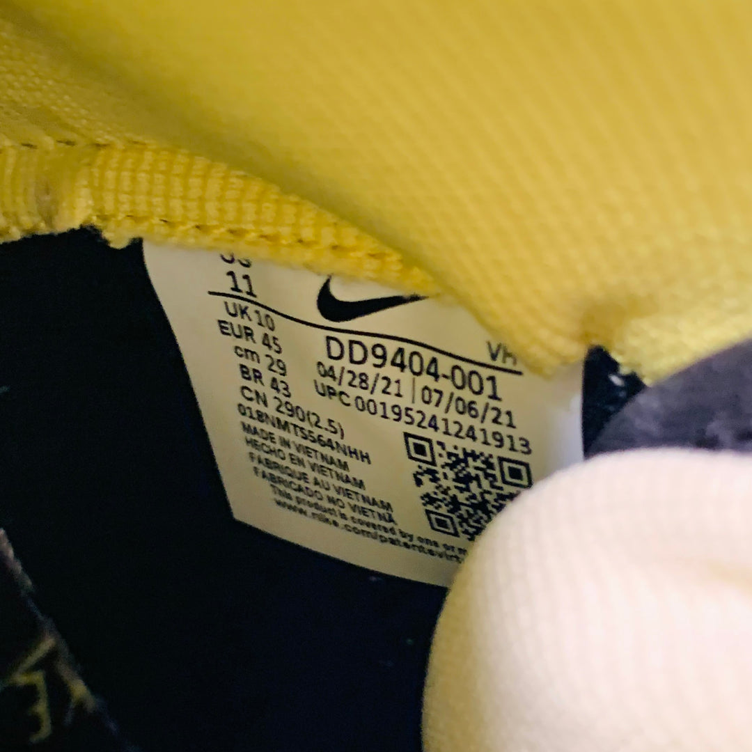 NIKE Size 11 Dunk High 1985 Black Yellow Print Leather High Top Sneakers