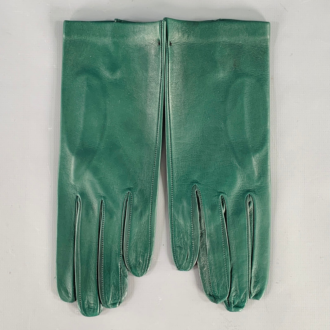 VINTAGE Size 6.5 Green Leather Gloves