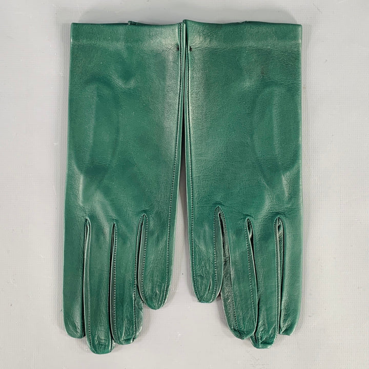 VINTAGE Size 6.5 Green Leather Gloves