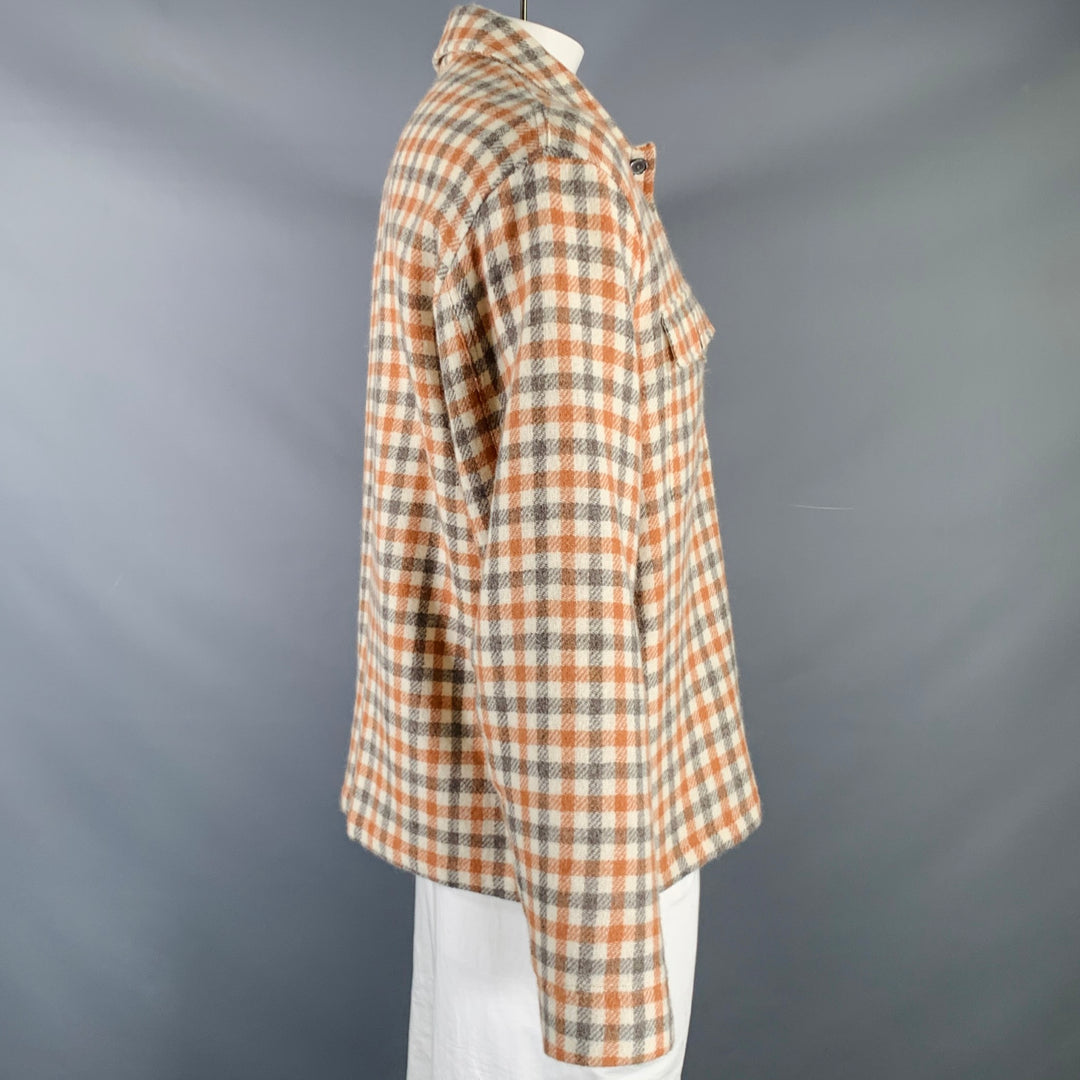 OUR LEGACY Size L Cream Orange Grey Checkered Patch Pocket Jacket