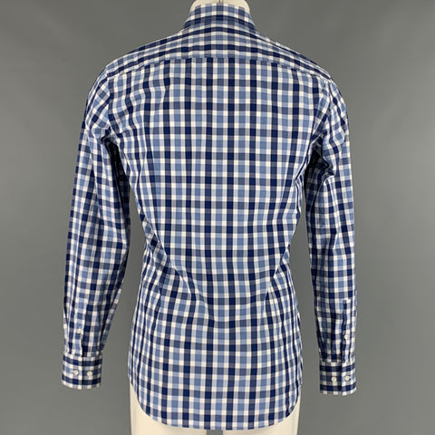 HUGO BOSS Size M Blue White Plaid Cotton Long Sleeve Shirt