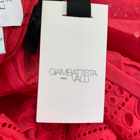 GIAMBATTISTA VALLI Size 4 Fuchsia Pink Cotton Eyelet Pleated Long Dress