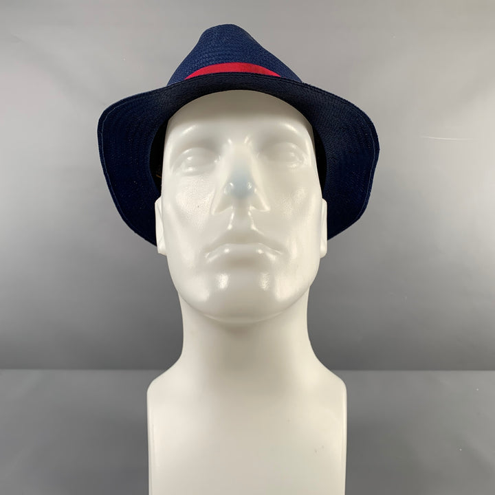 BORSALINO Size L Blue Red Woven Straw Hats