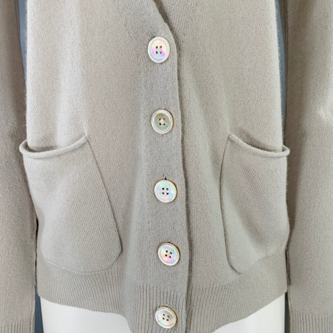 INHABIT Size M Grey Cashmere V-Neck Cardigan