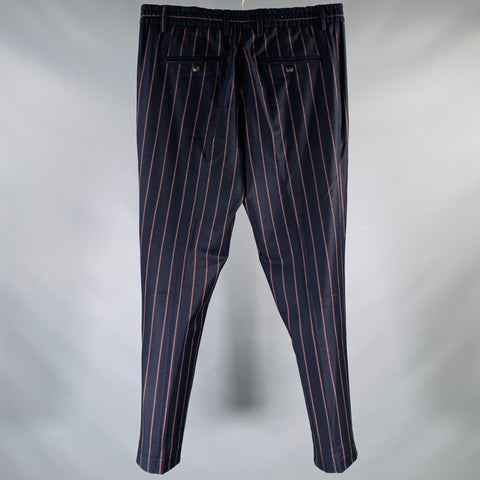 SCOTCH AND SODA Size 31 Navy Blue & Orange Stripe Virgin Wool Casual Pants