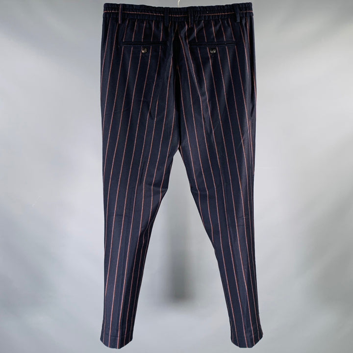 SCOTCH AND SODA Size 31 Navy Blue & Orange Stripe Virgin Wool Casual Pants
