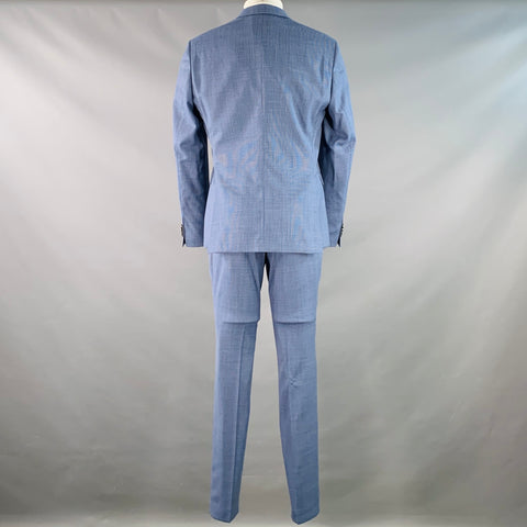 HUGO BOSS Size 40 Blue Houndstooth Virgin Wool Single Breasted Notch Lapel Suit