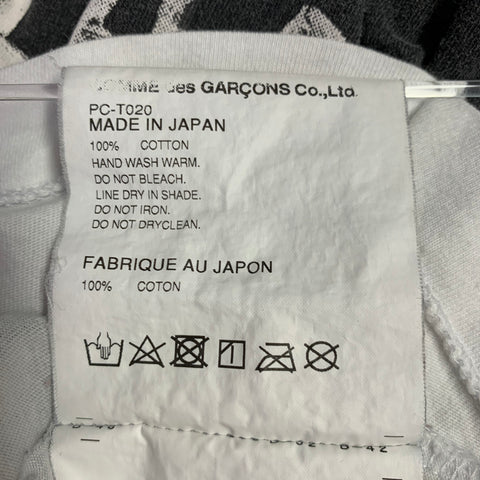 COMME des GARCONS HOMME PLUS Size S White Black Graphic Cotton Crew Neck T-shirt