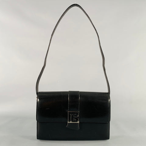 PIERRE BALMAIN Black Silver Leather Shoulder Bag Handbag