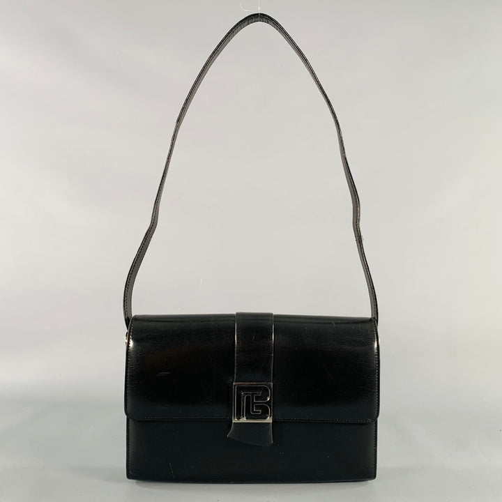 PIERRE BALMAIN Black Silver Leather Shoulder Bag Handbag