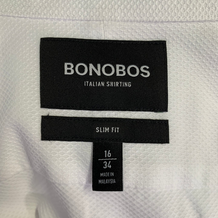 BONOBOS Size L White Cotton Tuxedo Long Sleeve Shirt