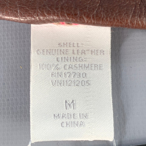 VINTAGE Size M Brown Leather Cashmere Lined Gloves