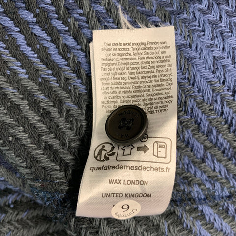 WAX Size L -Whiting Overshirt- Blue Grey Plaid Cotton Blend Button Down Jacket