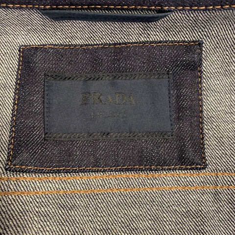 PRADA Size M Blue Indigo Cotton Denim Button Up Trucker Jacket