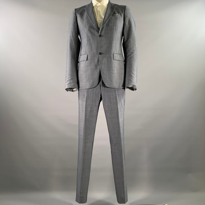 JOHN VARVATOS Size 40 Blue Wool Blend Notch Lapel Suit