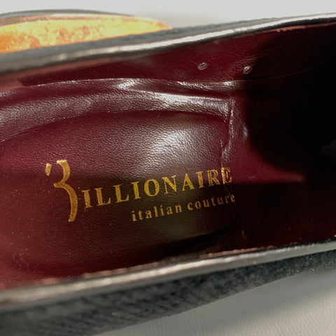 BILLIONAIRE ITALIAN COUTURE Size 7.5 Black Velvet Slip On Loafers