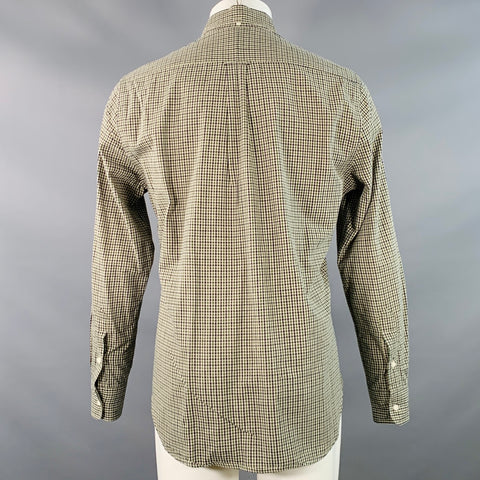 GITMAN VINTAGE Size M Beige Black Green Checkered Cotton One Pocket Long Sleeve Shirt