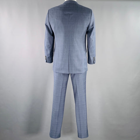 THEORY Size 42 Wellar Marlo Camley Blue Window Pane Wool Suit