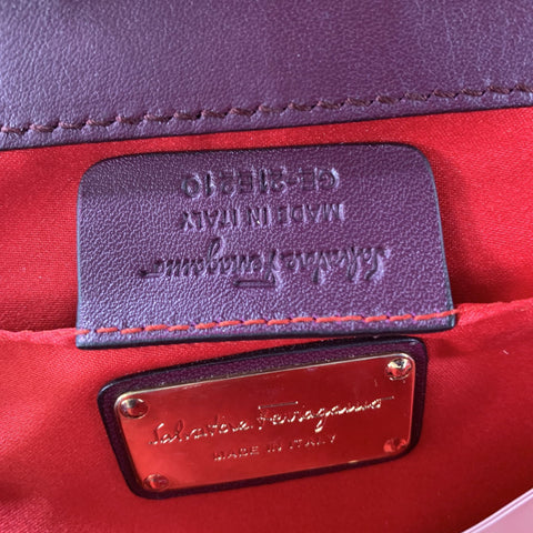 SALVATORE FERRAGAMO Purple Quilted Patent Clutch Bags