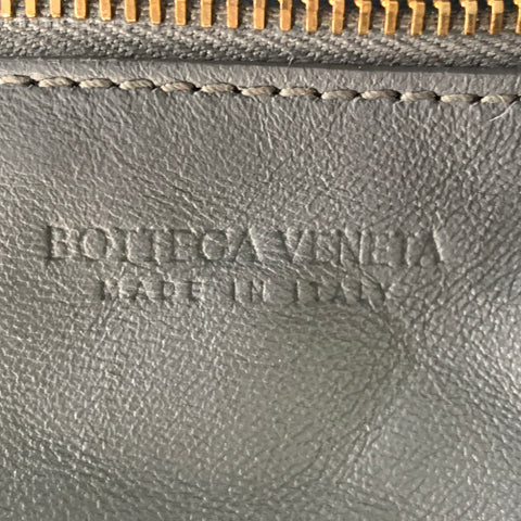 BOTTEGA VENETA Mini Padded Cassette Grey Woven Lambskin Leather Crossbody Handbag