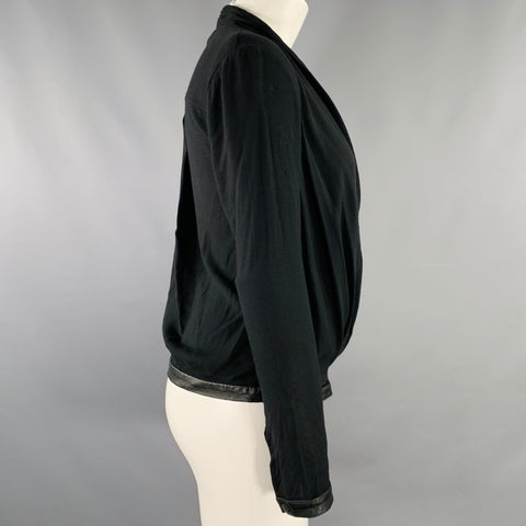 HELMUT LANG Size S Black Viscose Blend V-Neck Casual Top